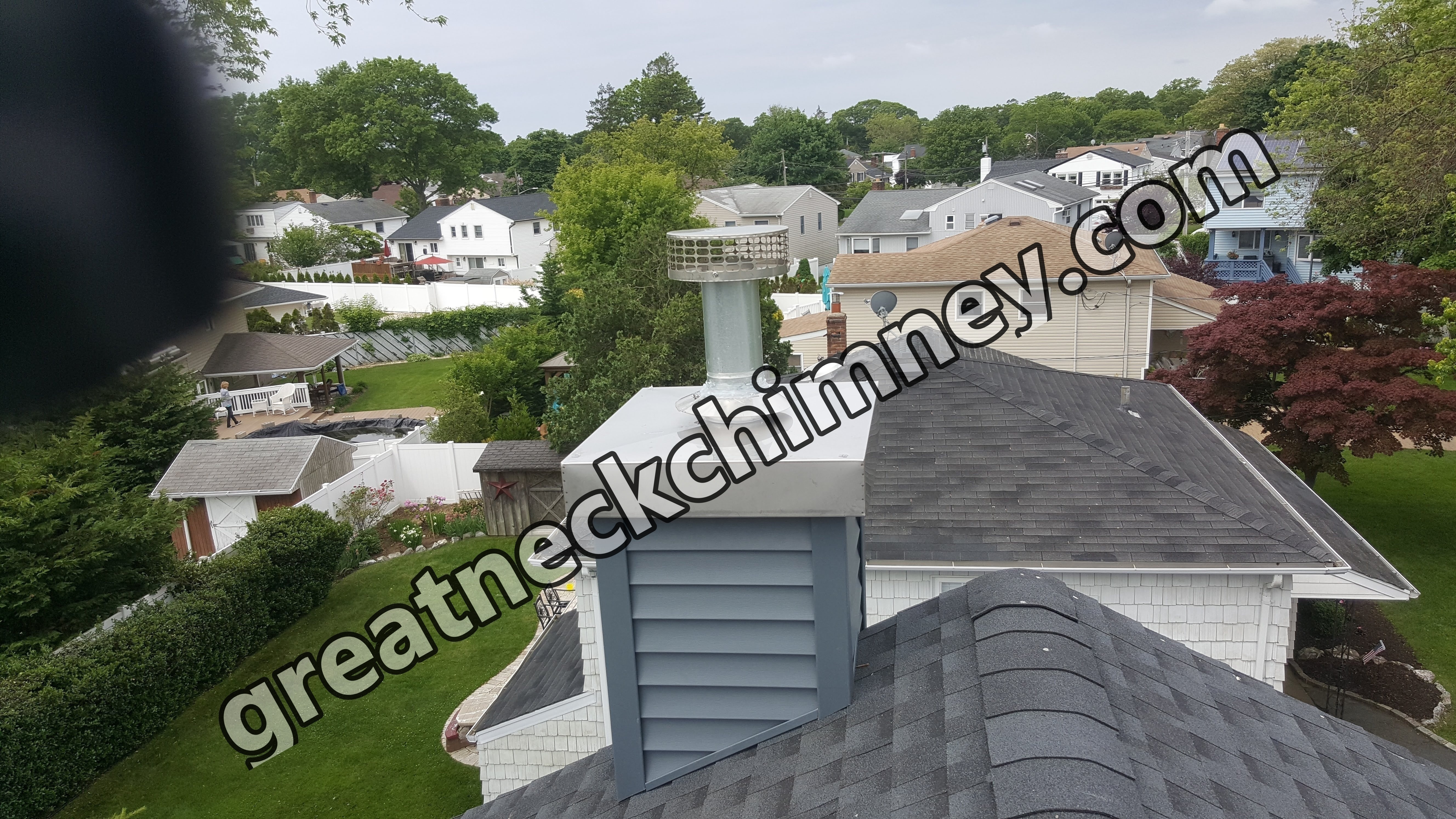 Complete chimney crown rebuild and waterproofing in Great Neck, New York
